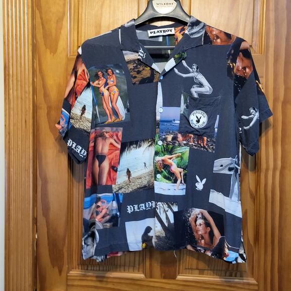 Playboy Surf Club Pacsun  Short Sleeve Button Up Pin Up Girl Beach Shirt Mens M - Picture 1 of 6